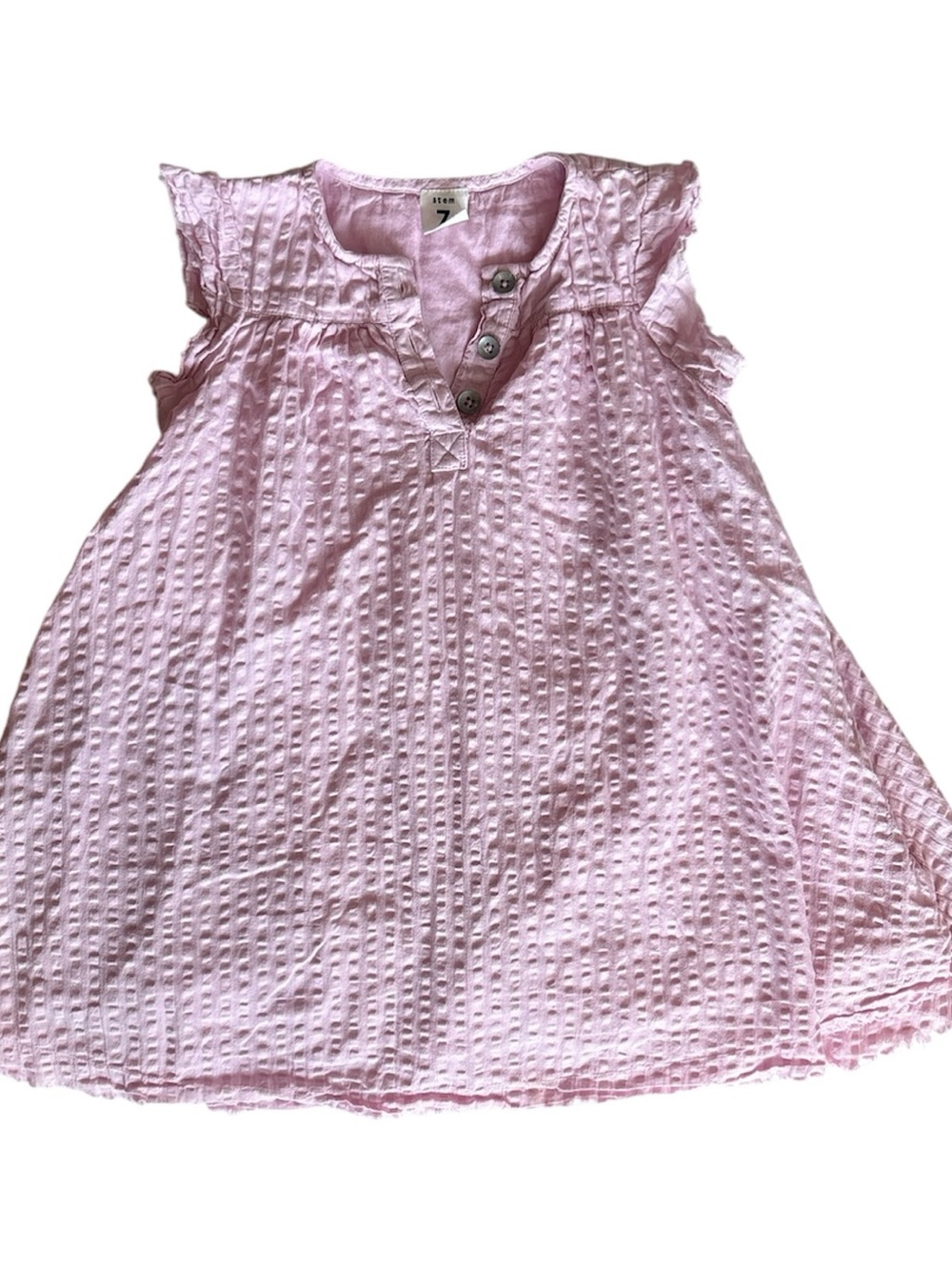 stem Pink Girls' Dress with Button Detail 100% Cotton Textured Lined Dress 7